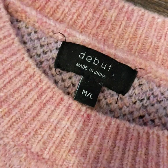 Cropped Pink and Purple Butterfly Sweater Size Medium Fairycore Whimsical - Picture 2 of 4